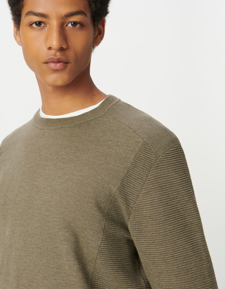 Jersey beige punto SEAWOOL® relieve lateral mangas hombre-4