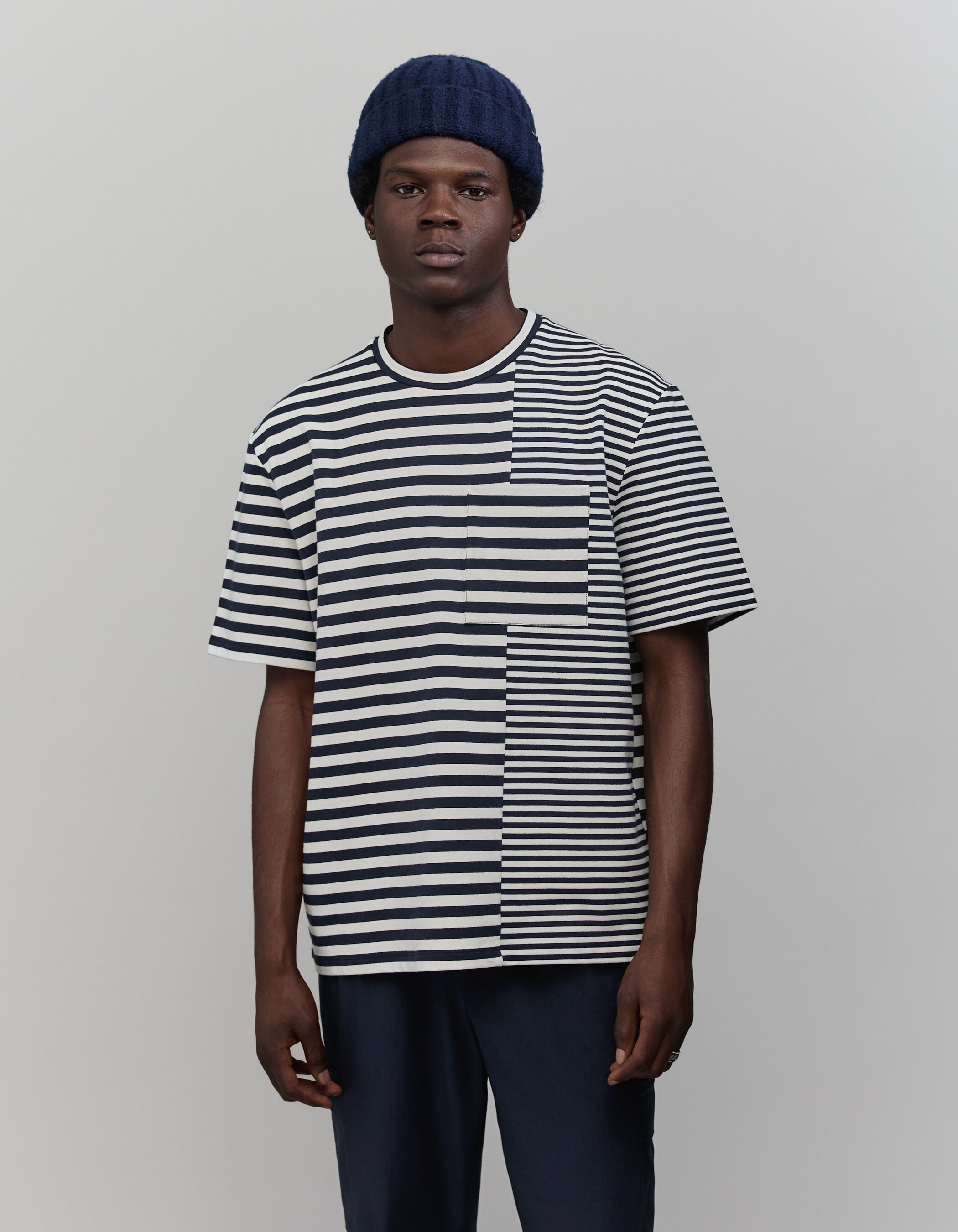 Camiseta marinera de rayas azul marino para hombre IKKS