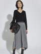 Asymmetrische midirok pliss&eacute; in metallic draad dames-1