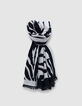 Zweifarbige schwarze Jacquard-Zebra-Stola für Damen-1