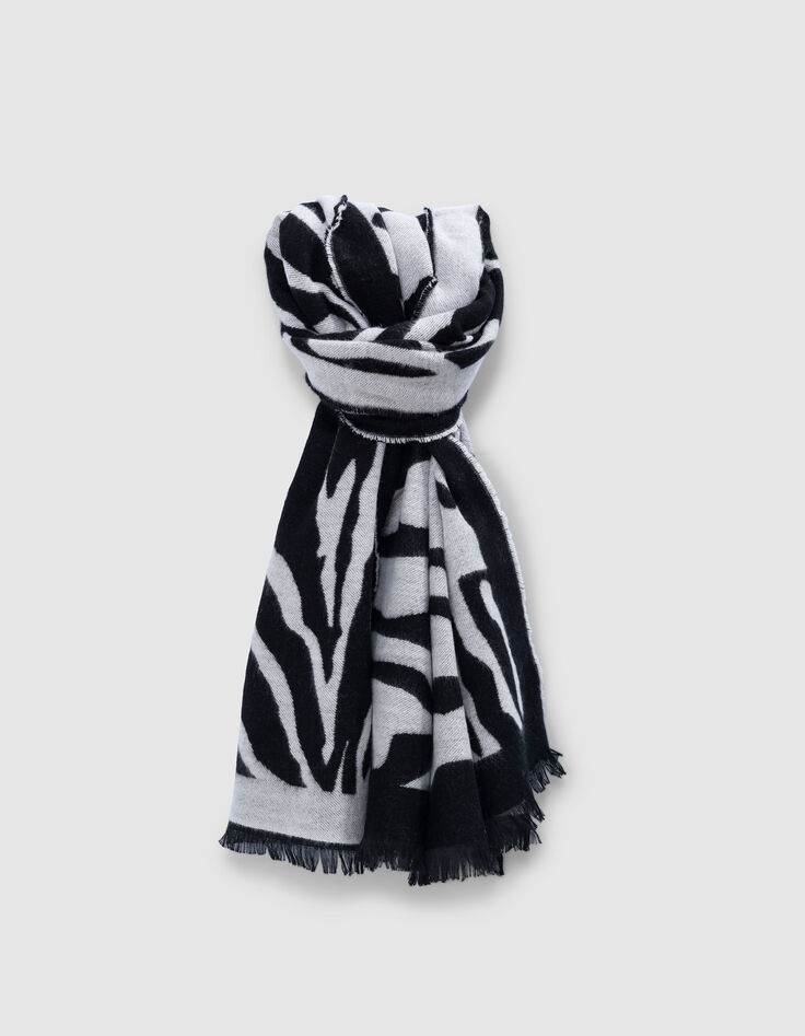 Zweifarbige schwarze Jacquard-Zebra-Stola für Damen-1