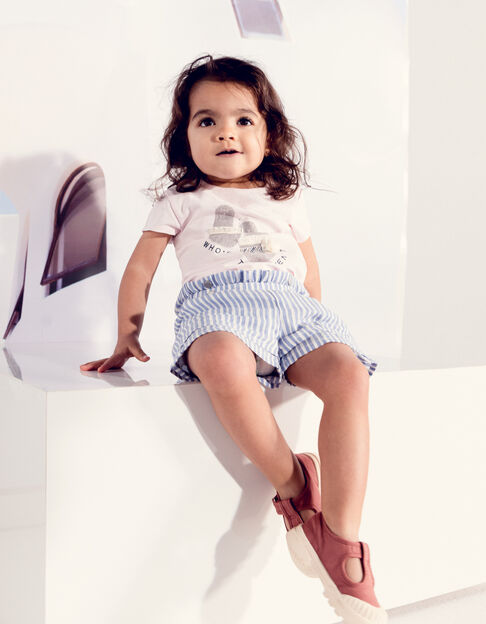 Baby girls’ blue and white striped shorts