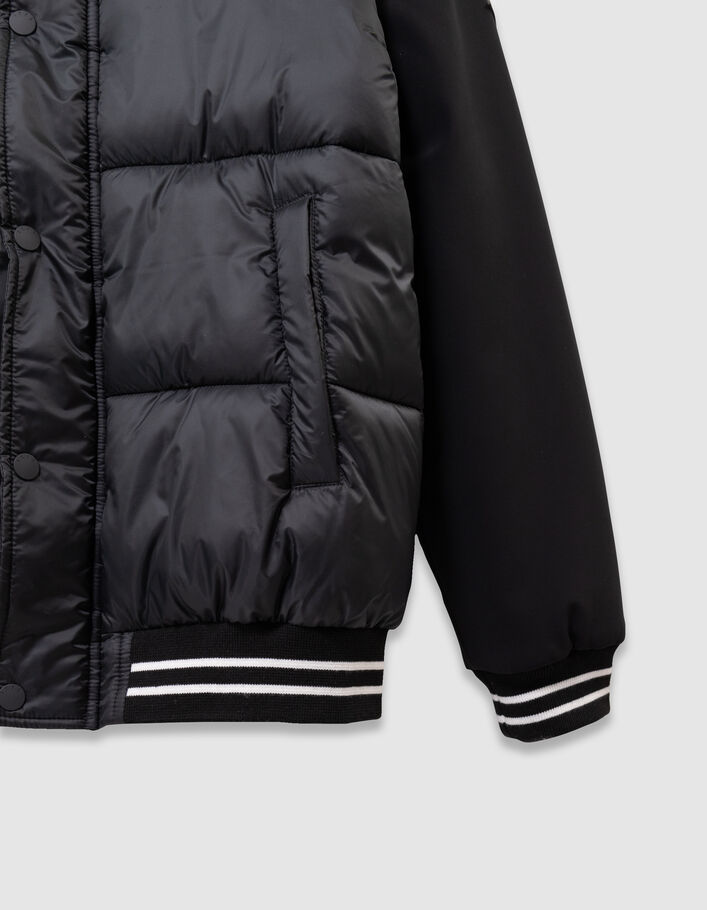 Black Sous Doudoune Ikks Homme Doudoune Noire Bi-matière à Capuche