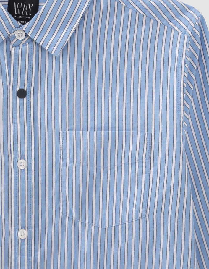 Cremeweißes Jungenhemd mit blauen Streifen - IKKS