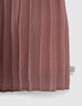 Girls’ pink pleated dress with embroidered shoulders-5