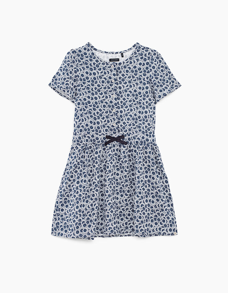 Robe navy imprimé fleurs aquatiques fille-2 Robe navy imprimé fleurs aquatiques fille-2