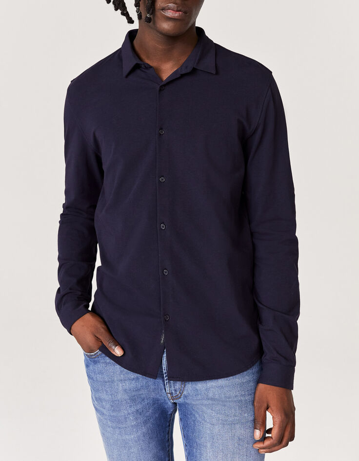 Chemise SLIM bleu foncé jersey ABSOLUTE DRY Homme-1