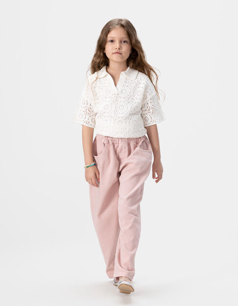 Girls’ pink balloon jeans with elasticated waist - IKKS