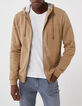 Cardigan beige molleton à capuche Homme-2