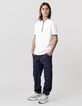 Polo blanc coton bio col zippé garçon-2