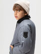 Blaue Jungensteppjacke mit Velourskragen-2