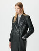 Abrigo largo negro cuero oversize mujer-4