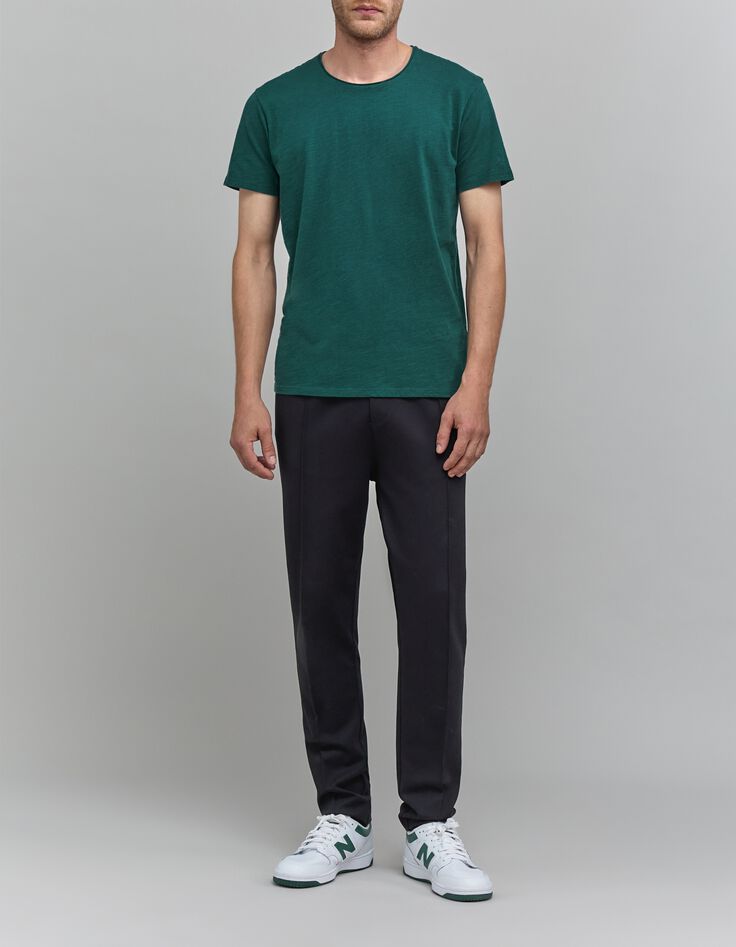 Dennengroen T-shirt De Essential biokatoen ronde hals-2