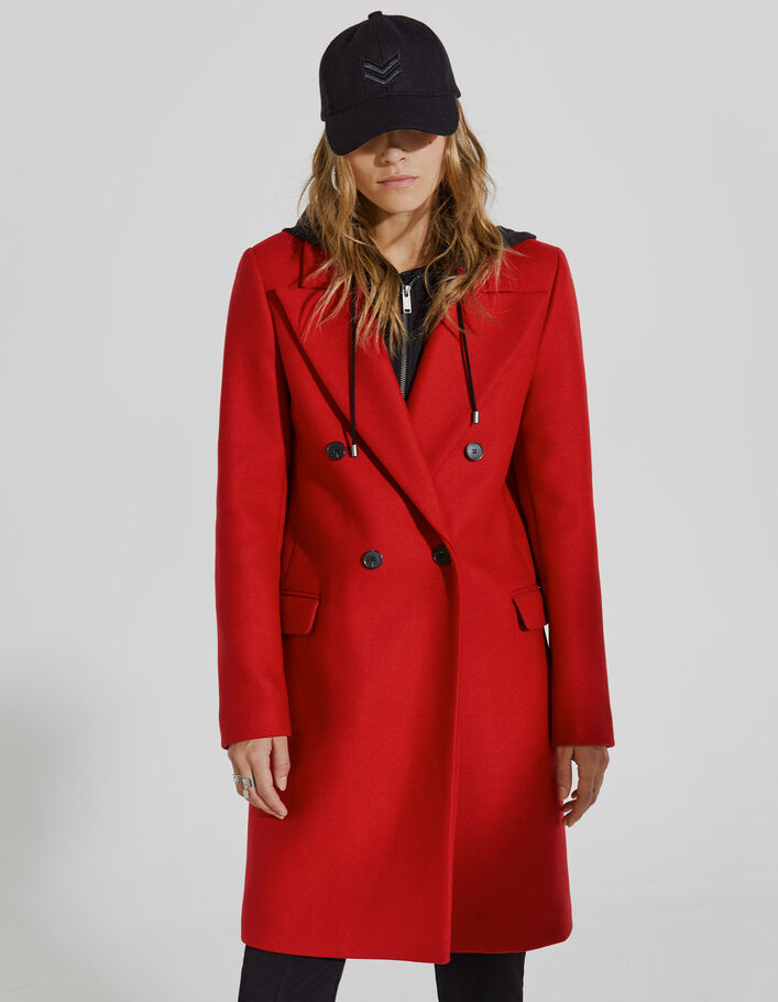 manteau femme rouge long
