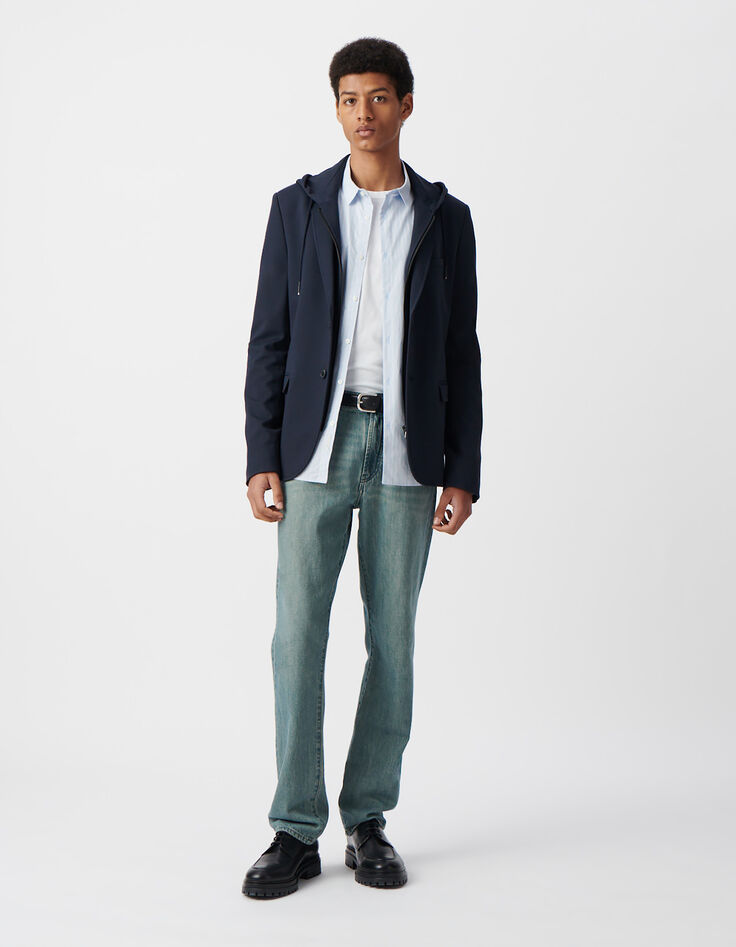 Veste marine avec parementure amovible Homme-1