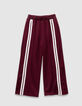 Pantalon de jogging bordeaux rayures blanches fille-1