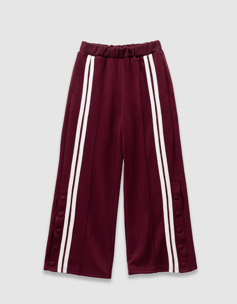 Pantalon de jogging bordeaux rayures blanches fille - IKKS