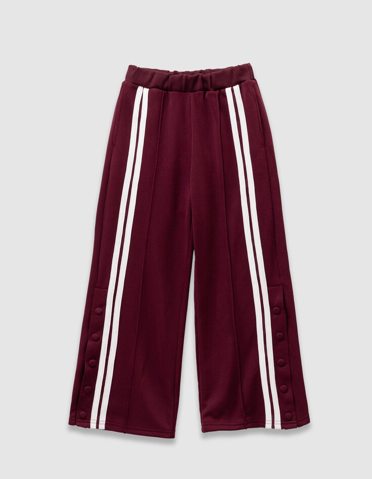 Pantalon de jogging bordeaux rayures blanches fille-1