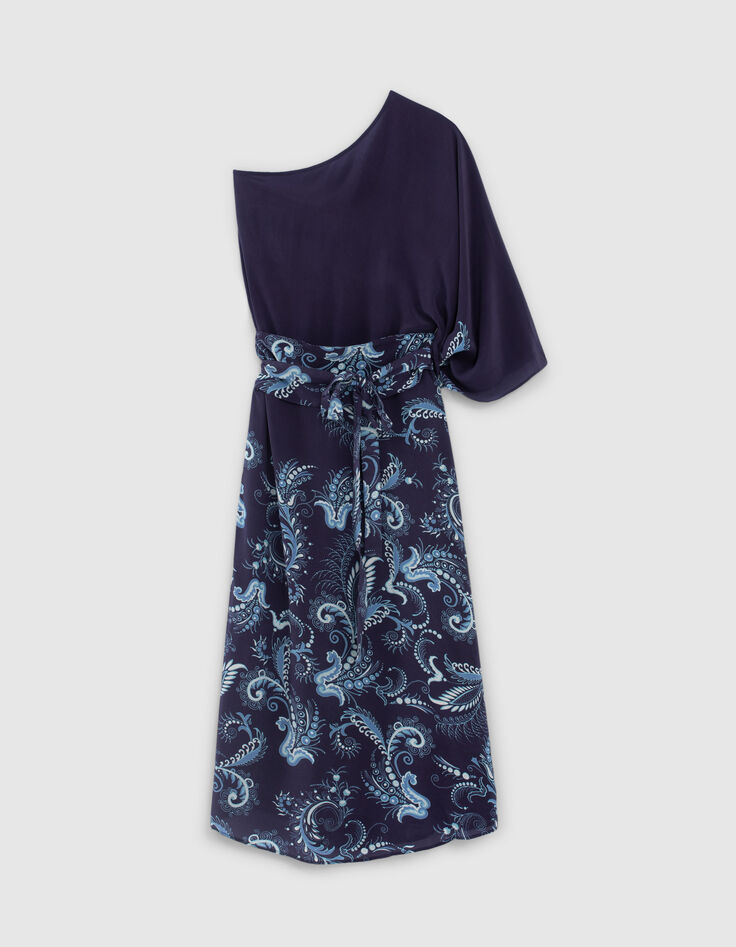 Women’s IKKS x GIGEEZ blue paisley motif asymmetric dress-4