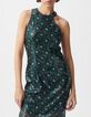 Robe midi noire imprimé géométrique brodée sequins Femme-3