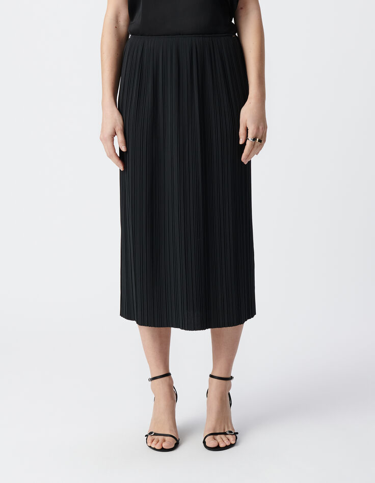 Jupe midi noire plissée Femme-2 Jupe midi noire plissée Femme-2