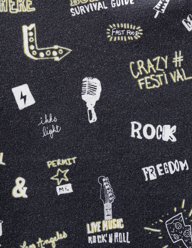 Tee-shirt gris anthracite all over musique bébé garçon -2 Tee-shirt gris anthracite all over musique bébé garçon -2