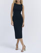 Women’s black long knit tube-dress open down sides-4