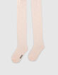 Collants rose pâle en tricot ajouré étoiles fille-3