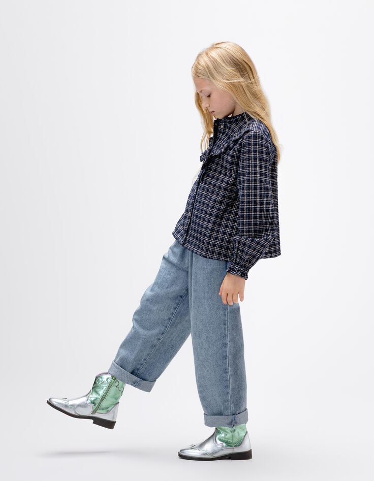 Girls’ navy check shirt-3