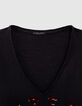 Camiseta negra algodón modal flameado tatoo mujer-2