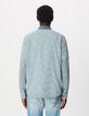 Men's easy blue shirt with check pattern, long sleeves-4
