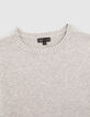 Grauer M&auml;dchenstrickpullover mit Trompe-l&lsquo;oeil-Bluse-2
