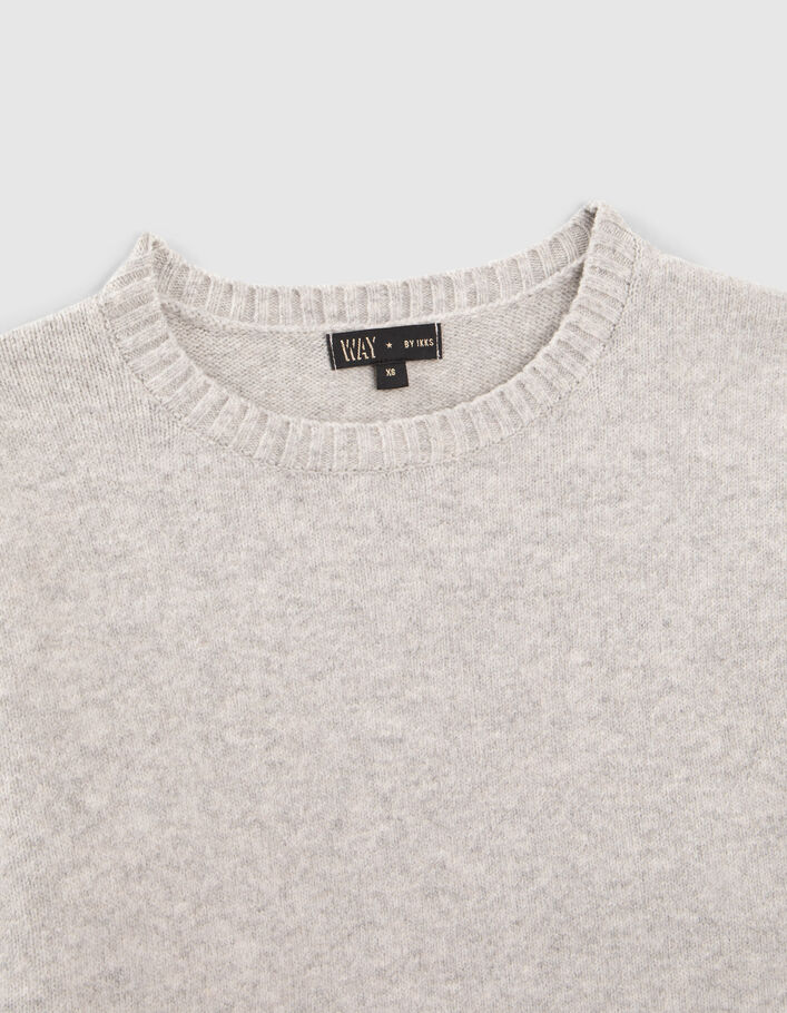 Girls’ grey knit sweater with trompe-l'oeil shirt-2