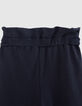 Pantalón azul marino algodón punto cinturón anudado niña-5