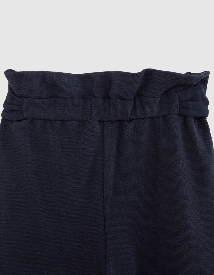 Pantalón azul marino algodón punto cinturón anudado niña-5