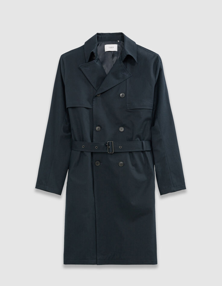 Men’s navy long trench coat with belt-6