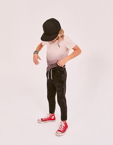 Jogging noir avec print typo garçon  - IKKS