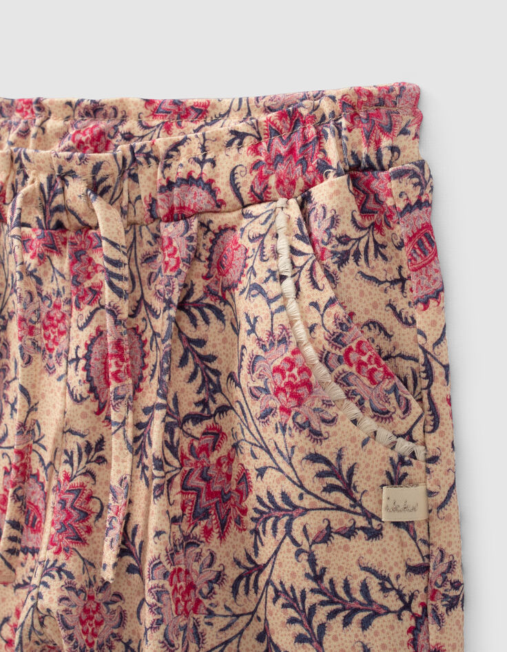 Pantalon rose imprimé floral cachemire bébé fille-3