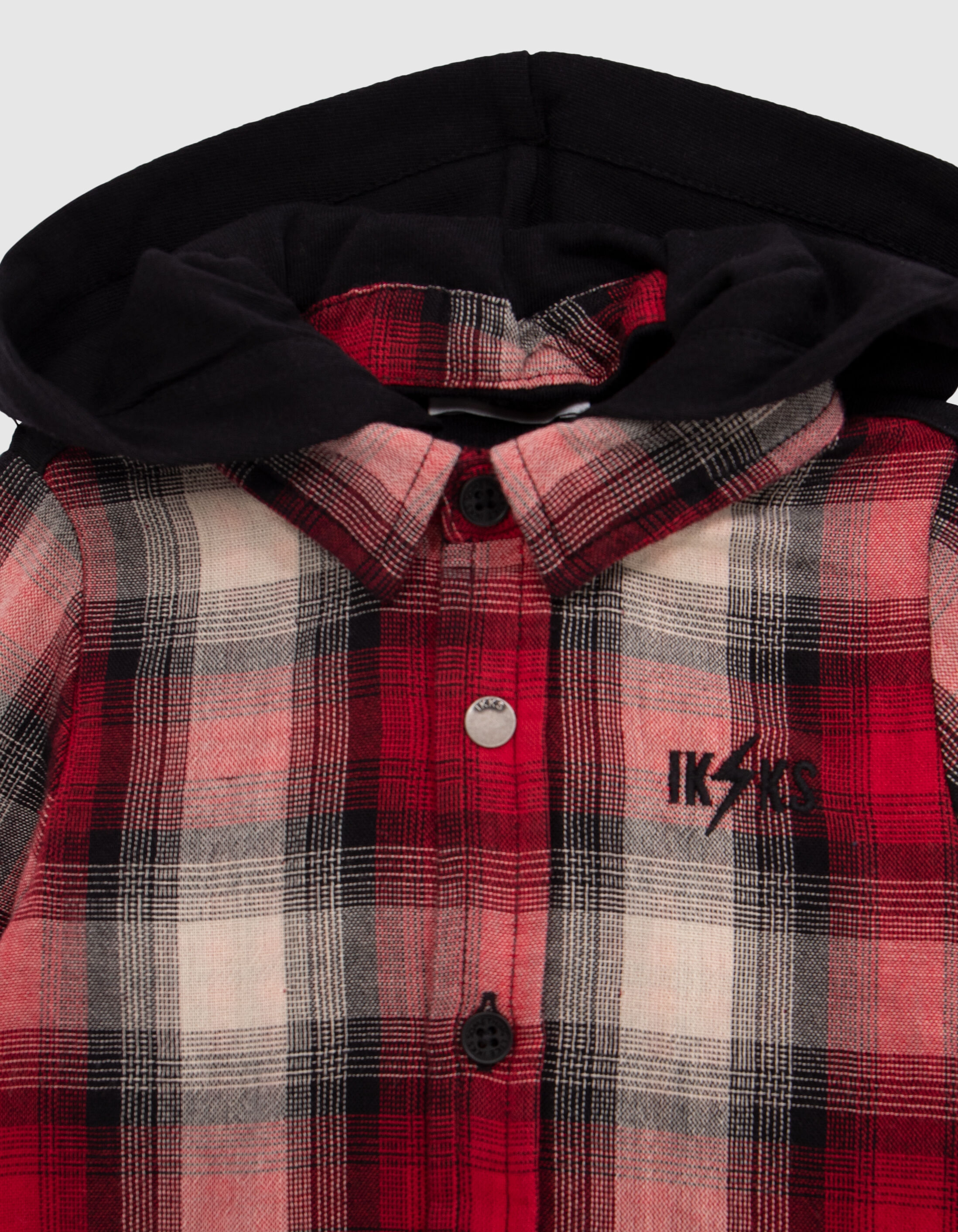 Chemise bi matiere rouge motif carreaux bebe garcon IKKS