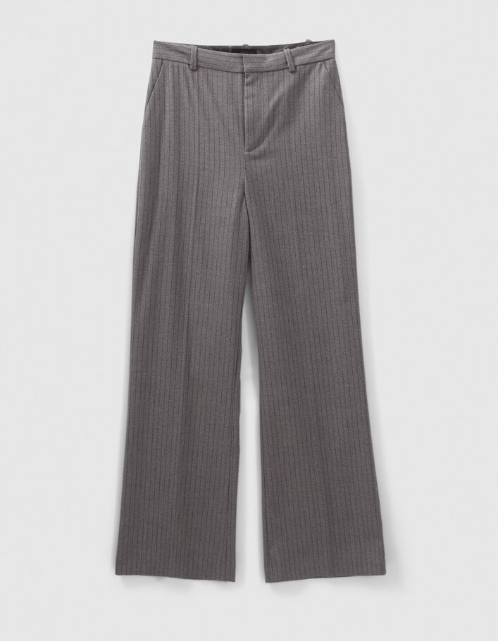 Women’s grey pinstripe flared suit trousers