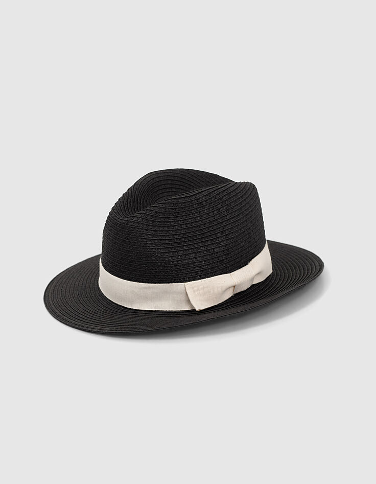 Women’s black raffia summer hat-1