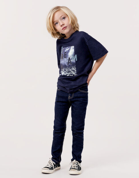 Unwashed SLIM jeans met badge en borduursel jongens - IKKS
