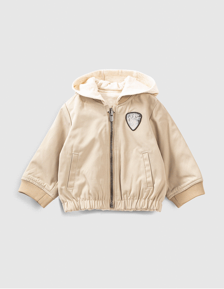 Baby boys’ light and marl beige organic reversible jacket
