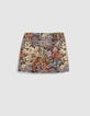 Korte jacquardrok met bloemenprint voor dames-6