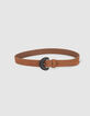 Ceinture camel cuir velours boucle fantaisie fille-3