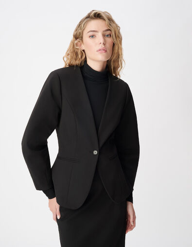 Veste de tailleur noire cintr&eacute;e d&eacute;coupes manches Femme - IKKS