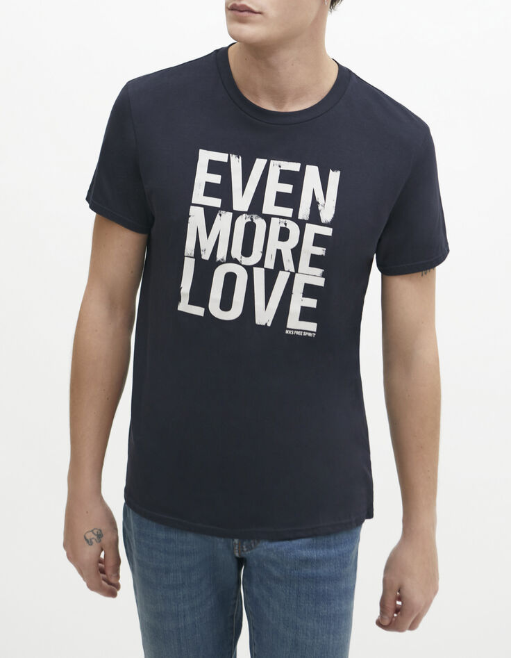 Tee-shirt marine &agrave; message Homme-1