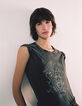 Tee-shirt Queen en coton noir acid wash femme-3