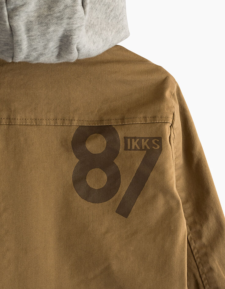 Camelbraune Jungenjacke mit abnehmbarer Kapuze -5
