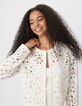Chaqueta bolero corta de mujer de encaje blanco-5